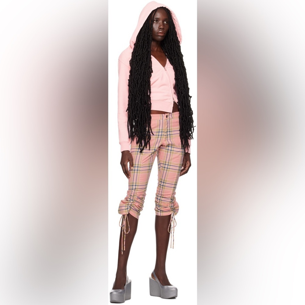 NWT Collina Strada Plaid Maldives Deadstock Cotton Ruched Pants | Size Large